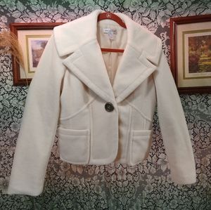 Newport News vintage winter white jacket fleece crop single button cell pockets